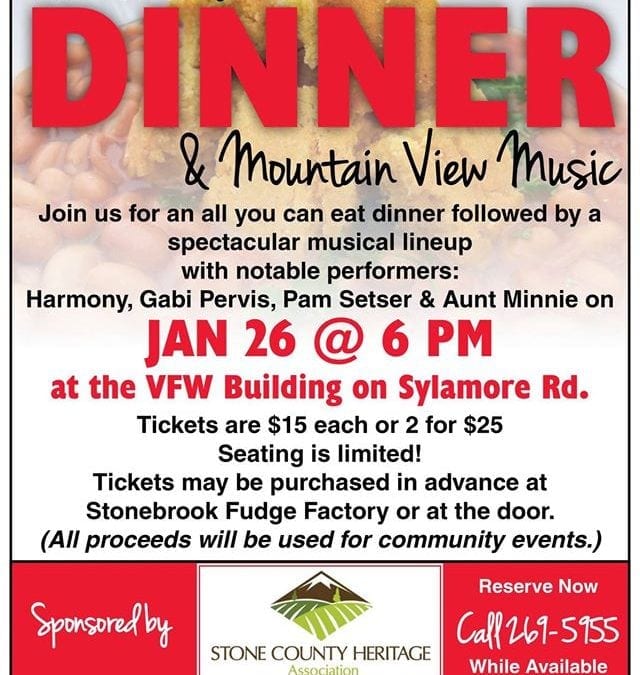 Poor Man’s Dinner and Music Show on January 26th at Mountain View