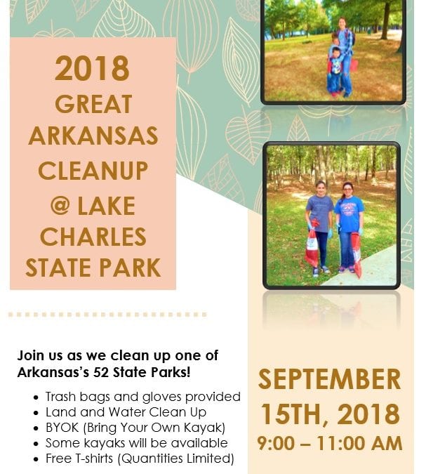 Lake Charles State Park Organizing Litter Pickup for September 15, 2018